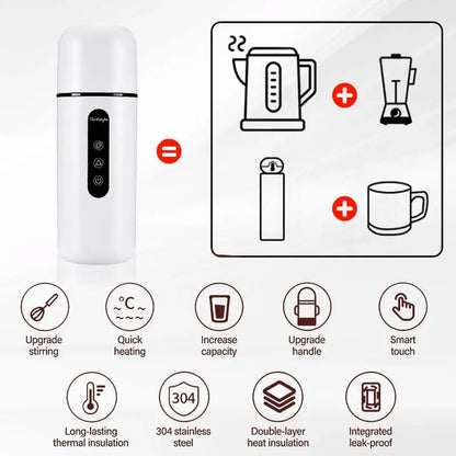 Car Electric Kettle Heated Water Cup 12V/24V Portable Universal Travel Cup with Automatic Stirring Function 420Ml Car Kettles